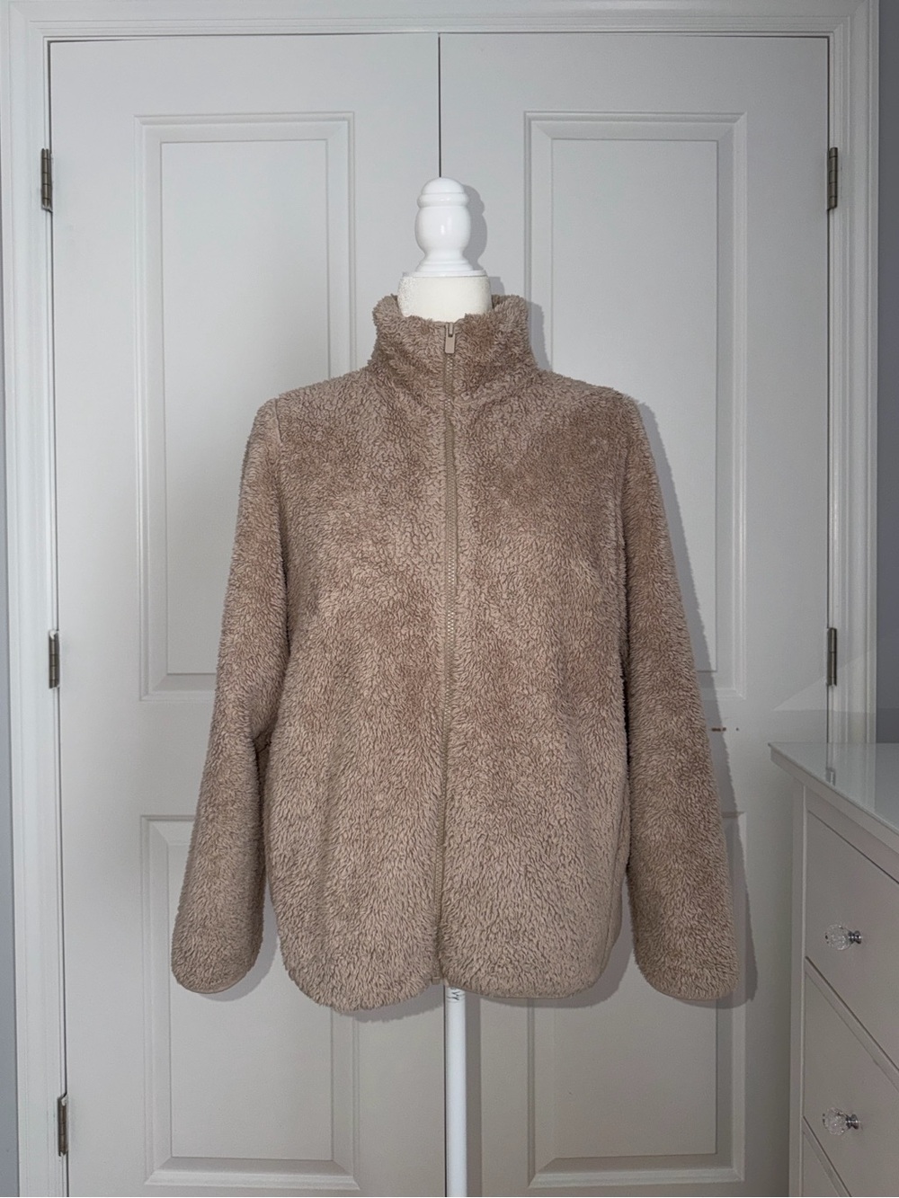 Uniqlo Tan Sherpa Zip-Up Jacket